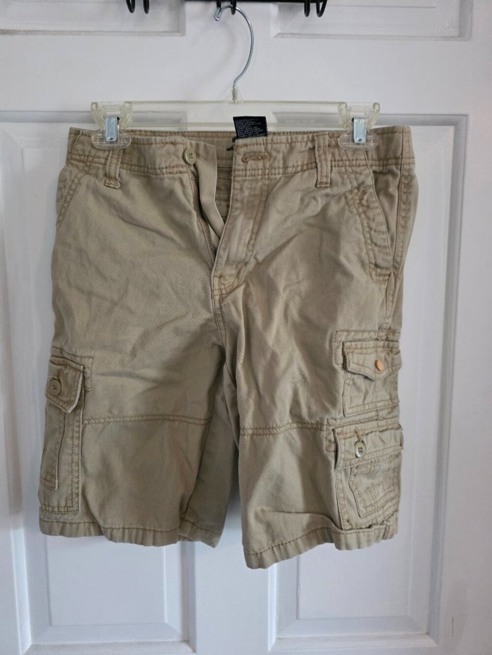 Boys Youth Khaki Tan Cargo Shorts Plugg Brand Size 12 Adjustable Waist